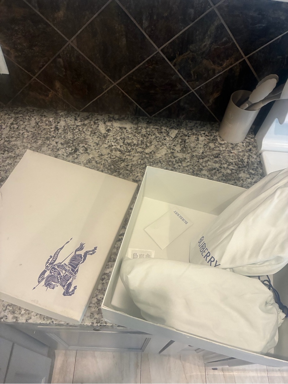 Burberry Cream Shoe Storage Dust Bags with Branded Box